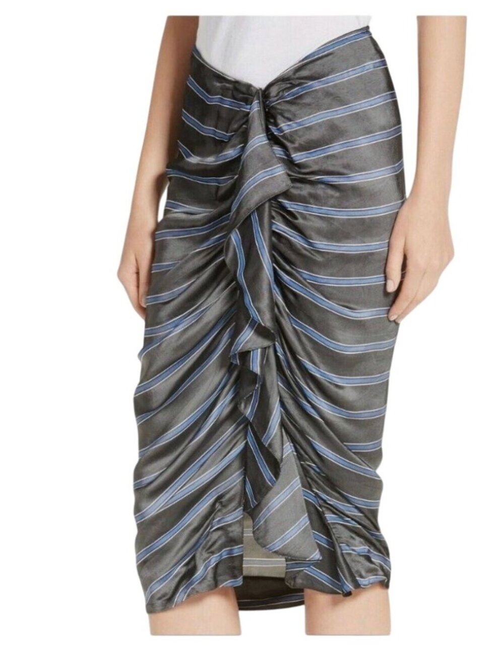 Veronica Beard Drew Cascade Ruffle Striped Skirt - Size 2